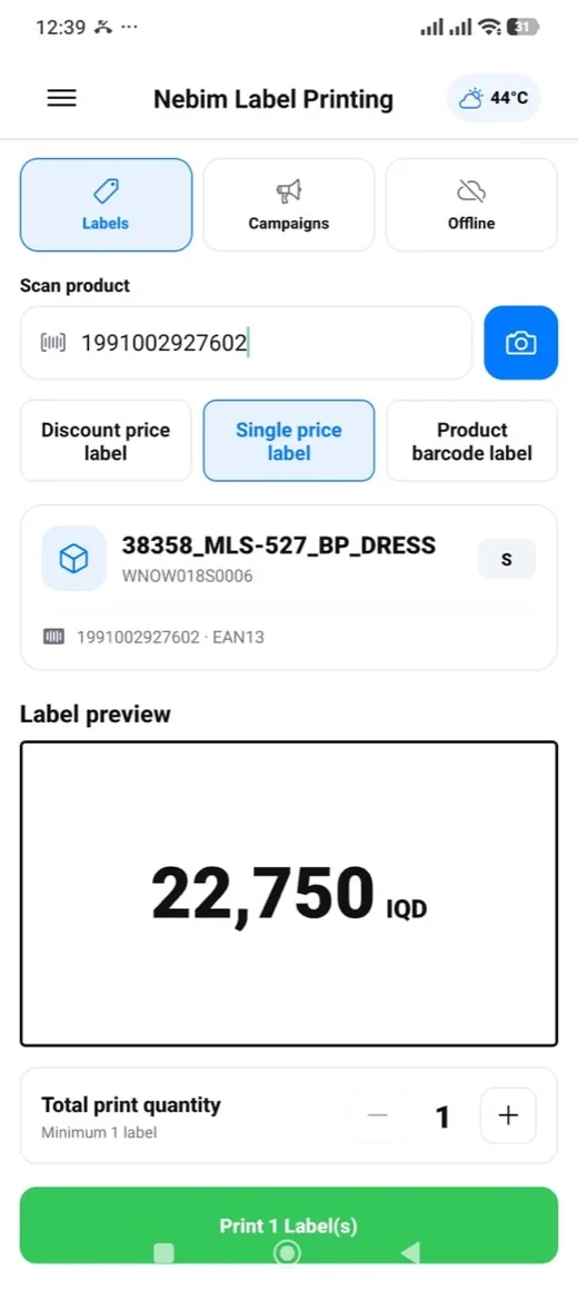 Mobile label printing