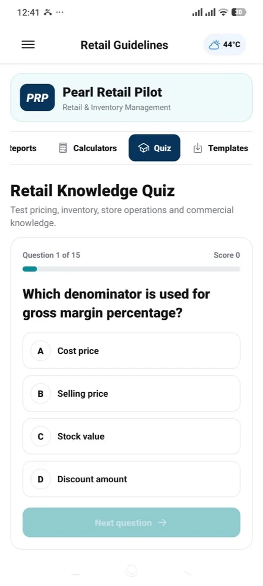 Retail knowledge quiz